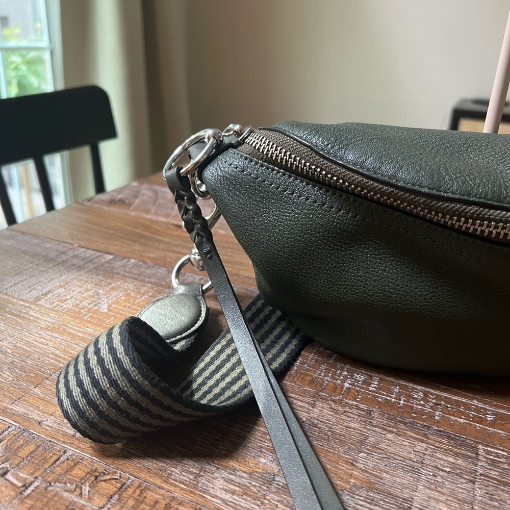 Rebecca Minkoff belt bag in a beautiful green with silver hardware.